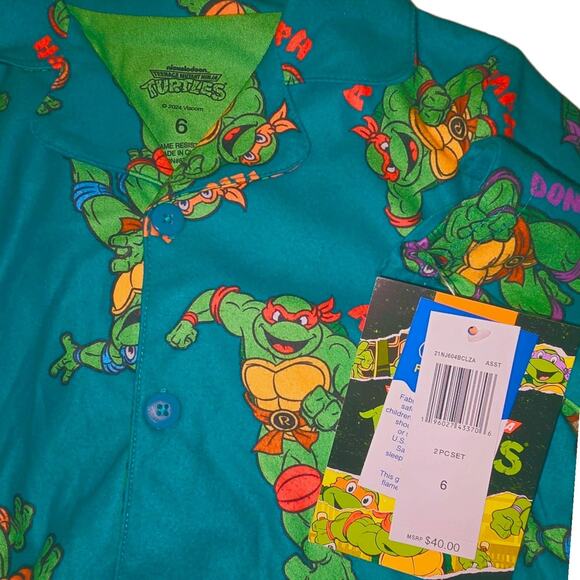Teenage Mutant Ninja Turtles Flannel Pajama Set Boy SZ 6 TMNT - Picture 2 of 2